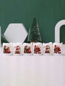 6pcs Christmas Flameless Flickering LED Candles,Santa Claus Snowman Timer Tea Light,Flameless Flickering Battery Powered For Xmas Indoor Home Decor,Christmas Tree Decor,Xmas Table Decor,Xmas Eve Family Dinner Table Setting,Living Room Fireplace Decor - Multi-color-g - View 11