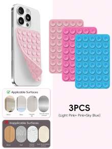 Double-Sided Silicone Suction Cup Phone Holder, Reusable Waterproof Non-Slip Phone & Tablet Suction Mount, Hands-Free Phone Stand, Suitable For Mirror, Glass, Tile, Self-Adhesive Phone Holder, For Makeup, Shower, Cooking, Video Recording - Multicolor - View 44