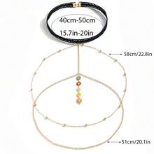 1pc Fashionable Colorful Pendant Women's Leg Chain Body Jewelry, Street Style Body Chain Accessory - H0045G - View 4