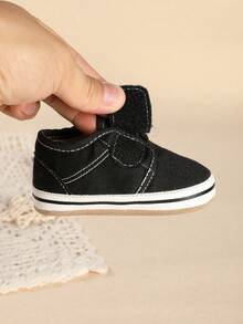 1 Pair Infant Toddler Canvas Flat Anti-Kick Casual Versatile Cute Sports Shoes For Boys, Suitable For Spring And Autumn - Black - View 6