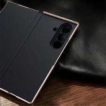 Premium PU Leather Magnetic Auto‑Adsorption Flip Phone Case Compatible With Samsung Galaxy Z Fold 8 Ultra Fold 8 Fold 7 Fold 6 Fold 5, Gilded Edge Full Camera Lens Protection Anti‑Scratch Shock‑Resistant Protective Cover - Burgundy - View 8