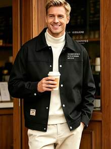 Men's Spring/Autumn Casual Fashion Minimalist Outdoor Lapel Jacket - Black - View 1