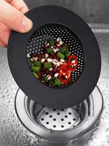 2pcs Sturdy Black Kitchen Sink Strainer, Fits Most Drain Baskets, Reinforced Double Layer Safety Design, Kitchen Essential - View 2