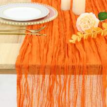 1pc Cheesecloth Table Runner, Semi-Transparent Gauze Tablecloth, Bohemian Or Rustic Style Wedding Table Decor, Suitable For Wedding Decoration, Arch Drapery, Bridal Shower, Holiday Party Decor - Multicolor - View 75