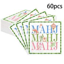 20/60/80入 麻將主題一次性紙餐巾紙 竹邊東方花卉燈籠印花 2層客用餐巾紙 趣味遊戲之夜桌飾 適合麻將女孩之夜聚會派對餐具用品 - 多色 - 查看 7