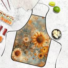 1pc Gradient Colorful Rose Floral Print Apron, Featuring Pink, Purple, Red Multi-Layered Rose Pattern, Durable Cooking Apron Suitable For Bakers, Cake Decorators, BBQ Enthusiasts, Gardeners, Painters, Nail Artists - Perfect Gift For Home And Professional Chefs - Multicolor - View 4