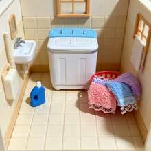 Miniature Washing Machine Model, Laundry Room Model House Accessories, 1:12 Scale Dollhouse Bathroom Scene Model, Suitable For Desktop Decor, Holiday Decoration, Christmas Home Decor, Collectible Gift, Handicrafts, Room Decoration, Dollhouse Decoration - White Mini Washing Machine - View 4