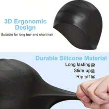 1pc Extra Large Silicone Ear Protection Swim Cap, Elastic Comfortable, Non-Tight Neck Adult Swimming Cap, Suitable For Men And Women - Multicolor - View 7