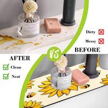 1pc Autumn Floral Pattern Rubber Faucet Splash Guard, Bathroom Faucet Splash Pad, Mud Guard, Moisture-Proof Anti-Slip Faucet Pad, Kitchen Countertop Accessory. Protect Your Kitchen Countertop. - Multicolor - View 7