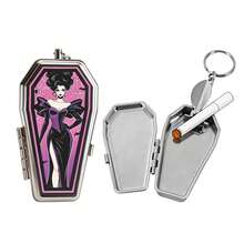 Cabin puff 1pc Coffin-Shaped Mini Ashtray With Flip Lid, Gothic Style, Portable For Outdoor, Car And Other Scenes. A Portable Gift. - One Size Fits All - View 2