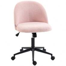 Teddy Fleece Office Chair With Wheels - Light Pink On-Site - Charcoal Grey + Fleece - View 10