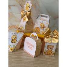 KIT 20 Caixinhas Personalizadas Abelhinhas para lembrancinha de aniversário Pegue e Monte com nome e idade - 20 - Visão 8
