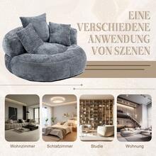 Beige Chenille Sofa – Bekväm Gaming Stol - Grå - Visa 5