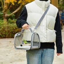Breathable Small Pet Carrier Bag, Portable Bird Travel Cage For Parrot, Budgie, Hamster, Lizard, Pigeon, Transparent Full View Outdoor Carry Bag - Grey - View 1
