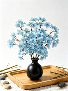 1/4/8 piezas Flor de cerezo artificial, planta artificial de flor de durazno de seda, adecuada para decoración de primavera, jardín DIY, mesa de comedor del hogar, decoración de fiesta, decoración de boda, regalo de cumpleaños, ceremonia de graduación, etc. - Celeste - Ver 6