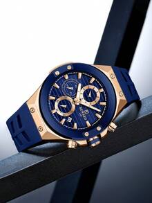 REWARD Men's Quartz Watch Business Fashion Style Calendar Luminous Hands Multi-Functional High Quality Gift Classic Design Stainless Steel Watch Band - Navy Blue - View 1