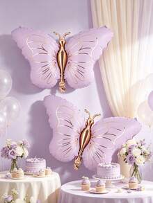 2/4pcs Large Bow Aluminum Foil Balloons, Suitable For Birthday Party, Baby Shower, Anniversary, Outdoor Party, Butterfly Theme, Gift Decoration - Multicolor - View 4