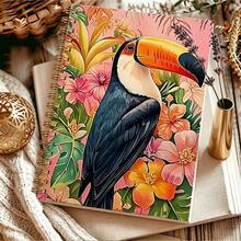 1pc Tropical Toucan And Flower Art A5 Spiral Notebook, Suitable For Students' Class Notes, Office Meeting Minutes, Portable Plan Books And Diaries, Suitable For Professionals, Students And Office Use, Is A Creative Gift Choice - Multicolor - View 5