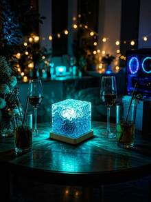 Aurora Ocean Wave Dynamic Projection Square Lamp,16 Color Changing Brightness Adjustable Remote Control USB LED Ambient Light,For Room Decor Photoshoot Romantic Date,Birthday Christmas Valentine Halloween Holiday Ornament Night Light - Multi-color light - View 4