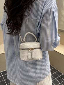 Lightweight Mini Chain Bag Quilted Handbag Bucket Bag Suitable For Girls College Students And Office Workers - White - View 5