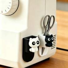 2pcs Cat-Shaped Storage Boxes With Kittens - Plastic Desktop Organizer For Desk And Office, Multi-Compartment Storage Box For Scissors, Tweezers, Pens, Suitable For Earth Tone Theme, Craft Room - Gift For Cat Lovers - A - View 1