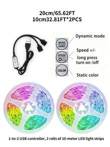 1m/5m/10m/15m/30m LED Smart Light Strip, 5050 RGB, Self-Adhesive Flexible Tape Light, For TV Backlight, Gaming Room, Christmas, Valentine's Day Decoration - RGB Multi-color Three-button Controller - View 16