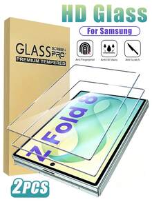 2片 [2026新款] 9H強化玻璃螢幕保護膜，適用於 Galaxy Z Fold 8/Z Fold 7/Z Fold 6/Z Fold 8 Ultra，外螢幕保護膜，3D全螢幕覆蓋，高清透明防刮，無氣泡易安裝，相容手機殼 - 無色 - 查看 9