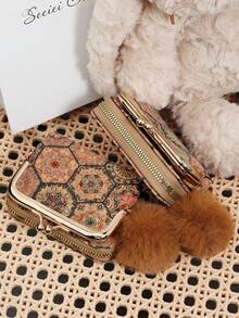 New Printed Women's Wallet, With A Pom-Pom Charm, Multi Card Slot Multifunctional Wallet, Can Be Split And Used As A Large Capacity Women's Wallet - Multicolor - View 6