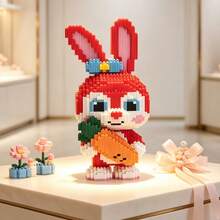 2200pcs Colorful Rabbit Building Blocks, Creative Cute Red Carrot Series, Desktop, Countertop Decoration Ornament, Small Particle Construction Stress Relief Toy, Birthday, Halloween, Christmas Gift. For Family, Classmates, Friends, Couples. - Multicolor - View 4