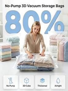 2026 Model No-Pump 3D Vacuum Storage Bag 80% Compression Rate Extra Large Capacity 3D Roll-Up Vacuum Sealed Bag Upgraded Large Capacity Storage Compression Bag Suitable For Bedding Clothing Blankets Giant Bedding Travel Storage Cube - Multi-color 1.0 - View 2