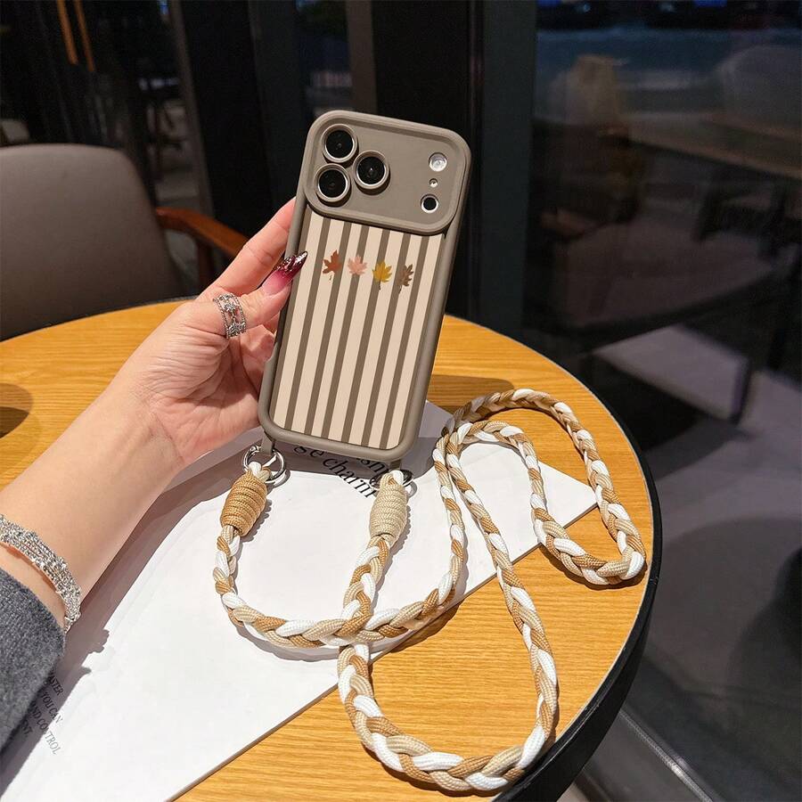 1件條紋圖案棕色防摔手機保護殼，TPU材質，可作為節日禮物，適用於Apple手機Xs/Xsmax/Xr/11 12 13 14 15 16pro/Promax/14 15 16plus/17，中性款 - 彩色 - 查看 1
