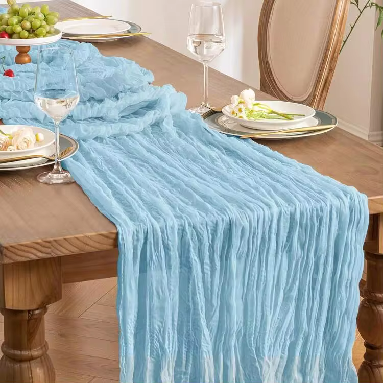 1pc Cheesecloth Table Runner, Semi-Transparent Gauze Tablecloth, Bohemian Or Rustic Style Wedding Table Decor, Suitable For Wedding Decoration, Arch Drapery, Bridal Shower, Holiday Party Decor - Multicolor - View 41