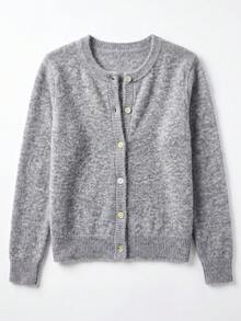 SEREN Women's New Round Neck Long Sleeve Knit Cardigan, Autumn/Winter Casual Minimalist Sweater Jacket, Suitable For Daily Wear And Going Out - Grey - View 6