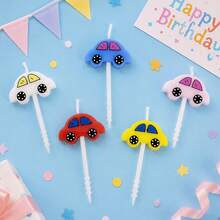 HIBIRTH 5pcs Creative Colorful Car Shaped Birthday Candles, Happy Birthday Cake Decoration Candles, Bus Car Design Cake Baking Toppers - View 3