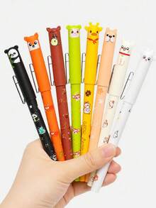 30-Pack 0.7mm Erasable Gel Pens, Animal Print Design, Includes 20 Random Pens + 10 Refills, Multi-Color Thermo-Sensitive Erasable Ink - Multicolor - View 10