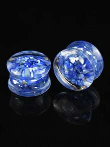1 Pair 8-30mm Shell Fragment Lightweight Low Sensitivity Round Shape Acrylic Body Piercing Jewelry Tunnel Plugs - Sequins - View 6
