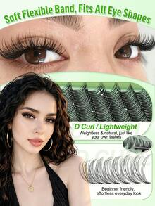 640/200pcs DIY Single Cluster False Eyelashes, Multiple Styles 9-16mm Mixed Length, 10D/20D Free Matching, Suitable For Natural Korean And Japanese Makeup, Soft And Durable, Lightweight And Delicate, Includes Glue, Brush And Tweezers Set, Easy For Daily, Date, Party And Holiday Use - Mint Green - View 10