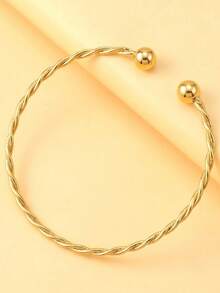 XYHEALER 1pc Minimalist Gold Women's Twisted Rope Open Adjustable Anklet, Ball End, Gold Foot Jewelry, Suitable For Beach, Party, Holiday - Multicolor - View 3