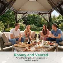 12x12 FT Pop Up Gazebo On  Canopy Tent, Carpas Para Patio, Easy Up Outdoor Canopy Tents With Portable Storage Bag For Backyard, Outdoor Waterproof Gazebos For Garden, Camping, Brown - Black - View 3