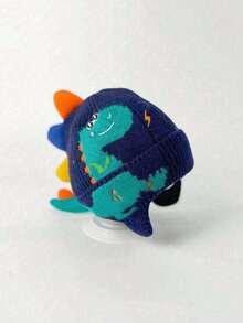 Winter Knitted Hat For Children, Cartoon Dinosaur Pattern With Earmuffs, Cute And Warm, Suitable For Outdoor And Daily Use - Multicolor - View 7