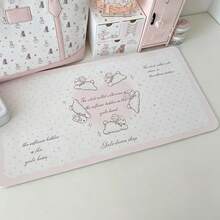 1pc Pink Girl Leather Mouse Pad, Large XXL Cute Angel Non-Slip Cute Girl Desktop Decor, PC Gamer Laptop Keyboard Office Accessories, Leather Desk Mat, Suitable For Office, Home, Workbench And Gaming - View 1
