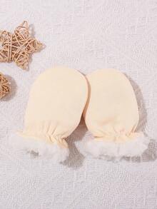 1 Pair Solid Color Anti-Scratch Warming Gloves For 0-6 Month Newborn Babies, Extra Soft & Thick, Suitable For Daily Wearing In Winter - 1Pair - View 10