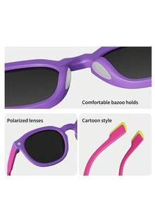 1 Pair Kids Fashion Dual-Color Silicone Sunglasses, Suitable For 3-14 Years Old Boys And Girls, Versatile Kids Eyewear, Personalized Photo Posing, Comfortable And Ultra-Lightweight - Multicolor - View 6