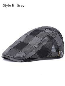 2 Gaya Topi Newsboy Kotak-kotak & Patchwork, Topi Beret Ivy Datar Vintage untuk Pria & Wanita - Kotak-kotak - View 18