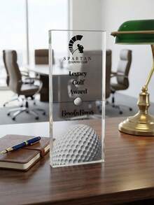 1pc Customized Engraved Acrylic Sports Trophy With Logo And Text, Personalized Commemorative Award Plaque, Suitable For Basketball Football Golf League Championship Award Ceremony, Athlete And Sports Club Team Honor Trophy - Multicolor - View 4