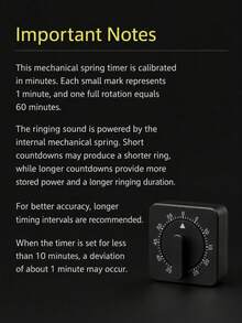 1Pc 60-Minute Mechanical Kitchen Timer, Battery-Free Wind-Up Countdown Timer With Ticking Sound & Ring Alarm, ABS Cooking Timer For Baking, Boiling, Stewing, Study, Classroom, Office, Home Kitchen - Multicolor - View 8