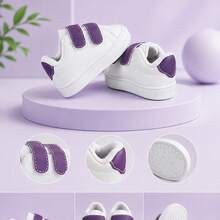 MT Mania de Tenis Tênis Infantil Casual Branco com Roxo Unissex Fechamento em calce facil Confortável Antiderrapante - Roxo - Visão 4