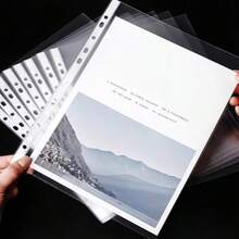 جيوب مستندات شفافة A4 ب- 11 ثقب، أكمام مستندات فضفاضة، جيوب ملفات شفافة متينة، مناسبة للمجلدات والمستلزمات المكتبية والمدرسية، 50/100/200 قطعة - مقاس واحد يناسب الجميع - مشاهدة 3