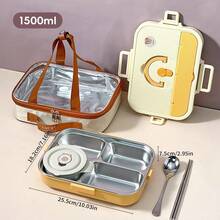 304 Stainless Steel Lunch Box, Bento Box Adult, Leakproof Japanese Bento Box With Utensils And Soup Bowl, Microwaveable Metal Lunch Box, Stainless Steel Containers With Lids, For School Student - Multicolor - View 12