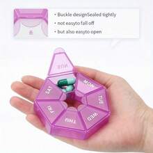 Travel Weekly Round Pill Organizer With 7 Compartments, Convenient For Organization - Conventional - View 2